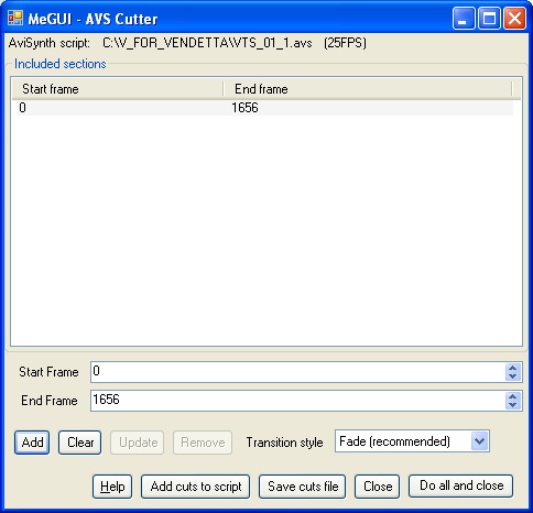 MeGUI: AVS Cutter