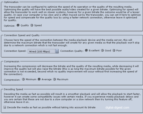 TVersity: Transcoder Settings