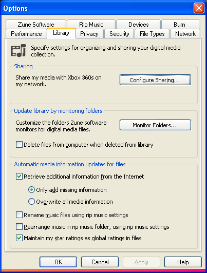 Zune: Library Options