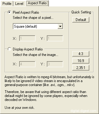 XviD: Profile Aspect Ratio