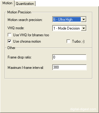 XviD: Advanced Options - Motion