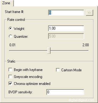 XviD: Zone Options