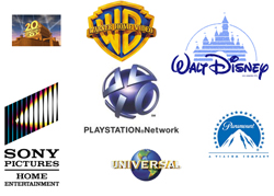 PlayStation Network Logo Surrounded by Movie Studios