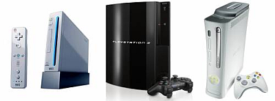 Nintendo Wii, Microsoft XBOX, and Sony PlayStation 3