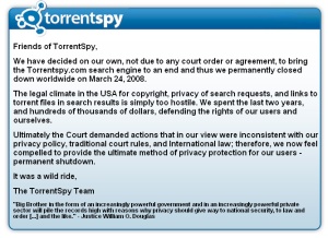 TorrentSpy Closed