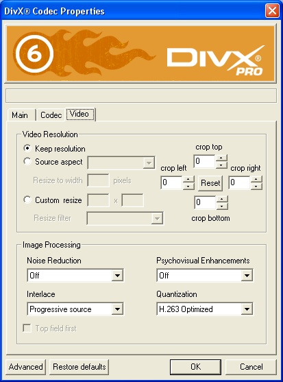 Video Setup Screen